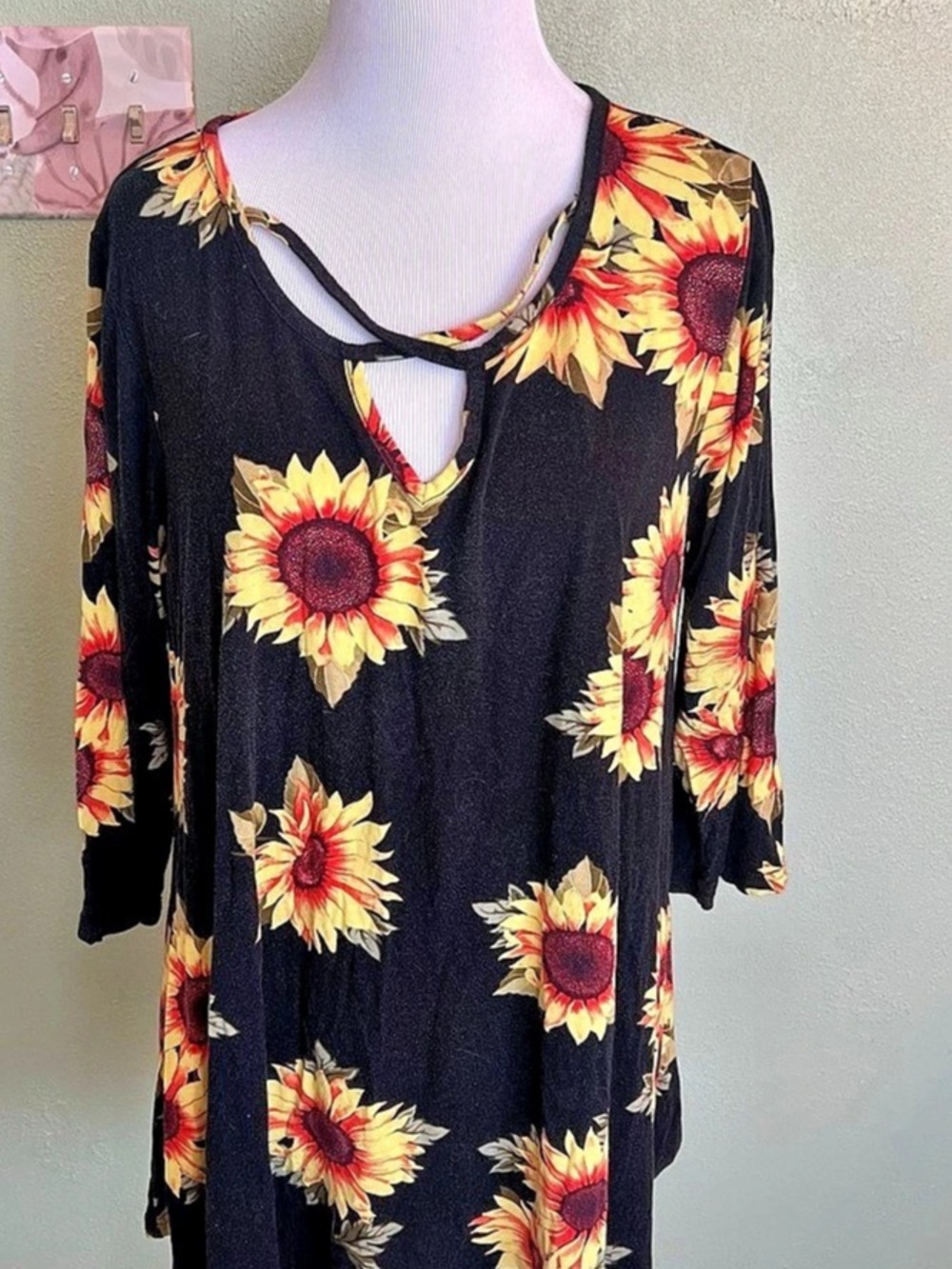 Laface Floral Mini Dress in Black & Yellow Like New